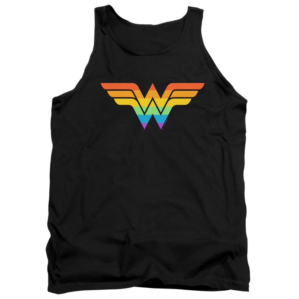 Justice League Wonder Woman Rainbow Mens Tank Top Shirt Black Officially Licensed