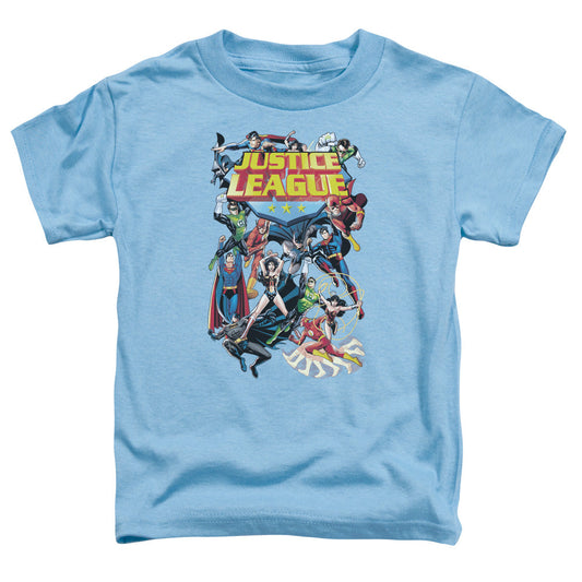 Justice League League a Plenty Toddler Kids Youth T Shirt Carolina Blue Officially Licensed