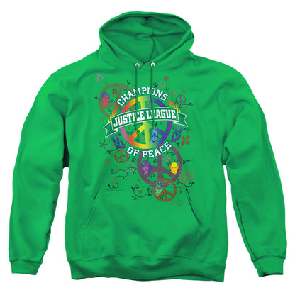 Justice League Of America Peace League Mens Hoodie Kelly Green Officially Licensed