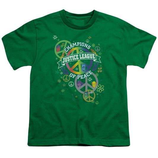 Justice League Peace League Kids Youth T Shirt Kelly Green Officially Licensed