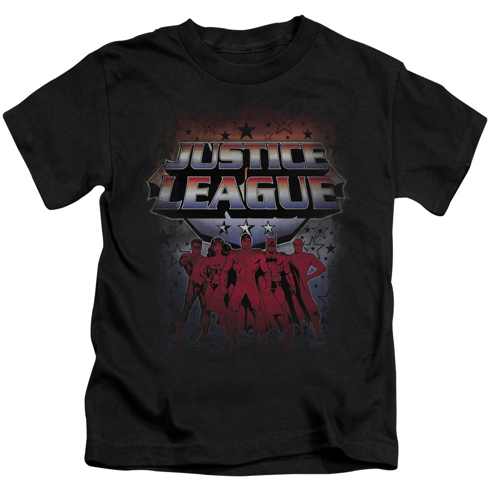 Justice League Star League Juvenile Kids Youth T Shirt Black Officially Licensed