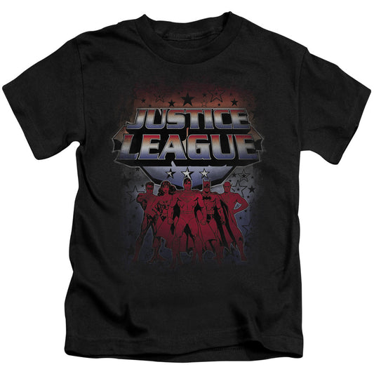 Justice League Star League Juvenile Kids Youth T Shirt Black Officially Licensed