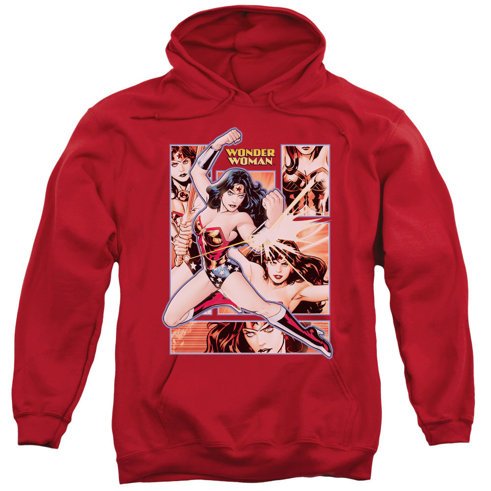 Justice League Wonder Woman Panels Mens Hoodie Red Officially Licensed