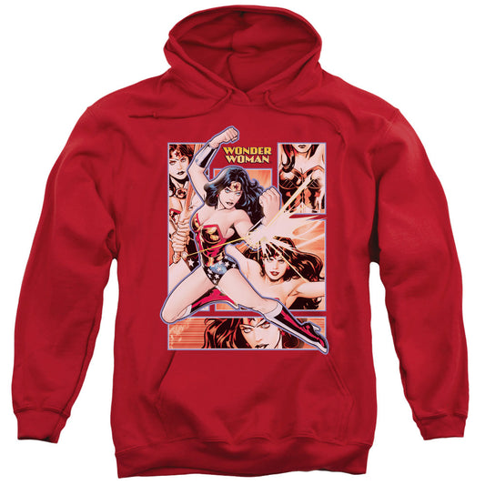 Justice League Wonder Woman Panels Mens Hoodie Red Officially Licensed