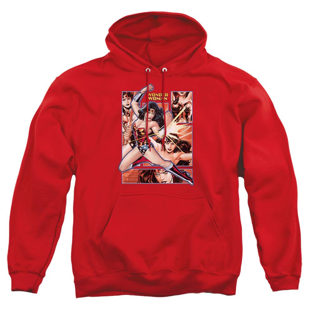 Justice League Of America Wonder Woman Panels Mens Hoodie Red Officially Licensed