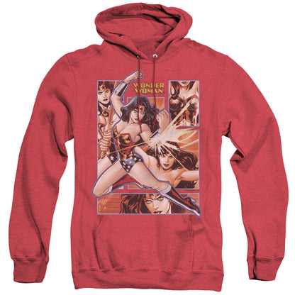 Justice League Of America Wonder Woman Panels Mens Heather Hoodie Red Officially Licensed