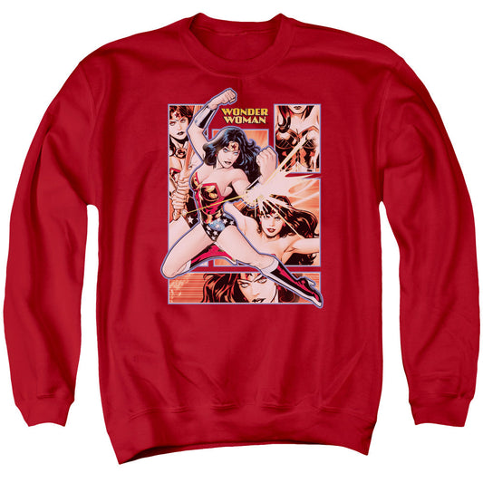 Justice League Wonder Woman Panels Mens Crewneck Sweatshirt Red Officially Licensed