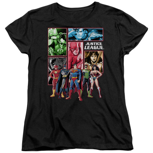 Justice League Justice League Panels Womens T Shirt Black Officially Licensed