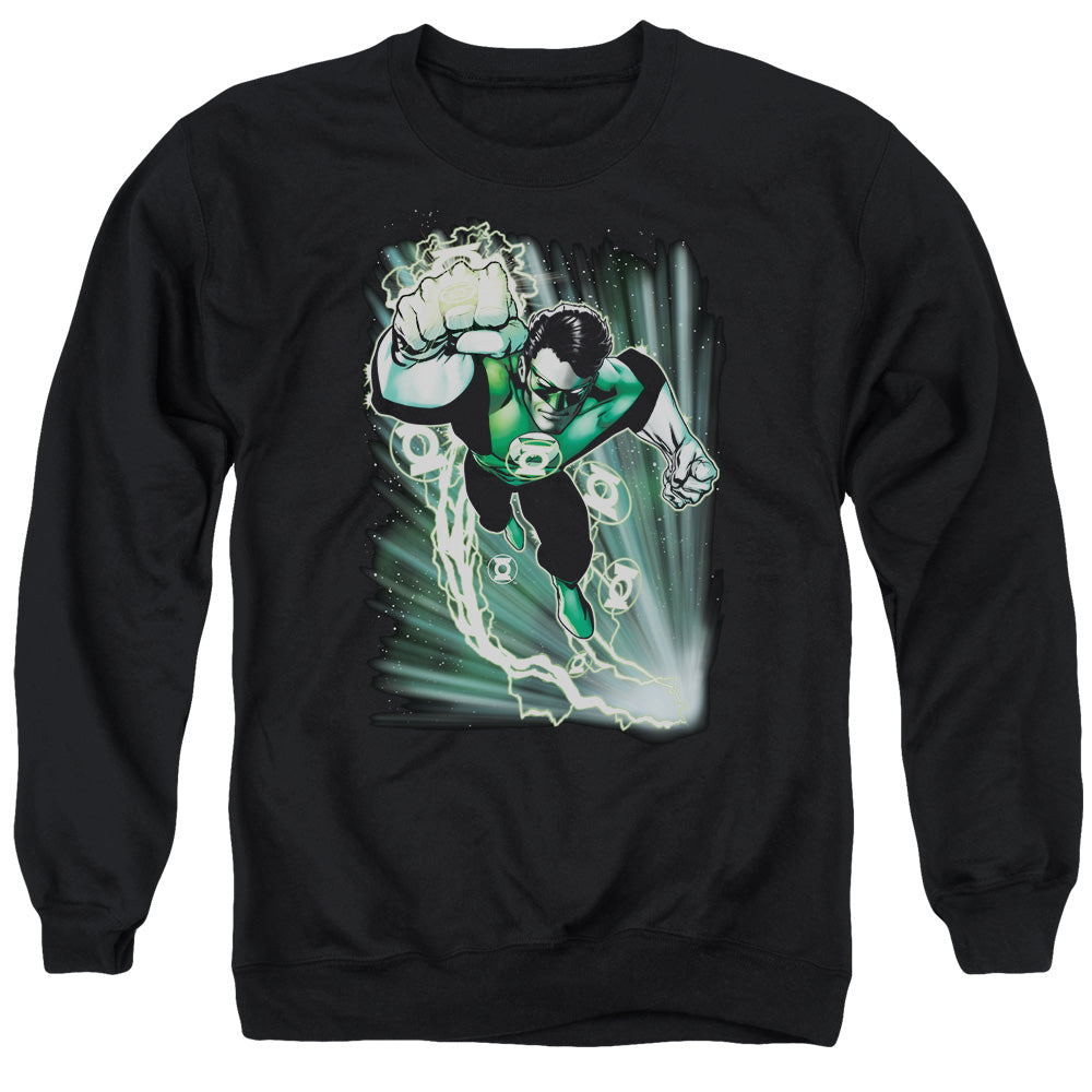 Justice League Of America Emerald Energy Mens Crewneck Sweatshirt Black Officially Licensed