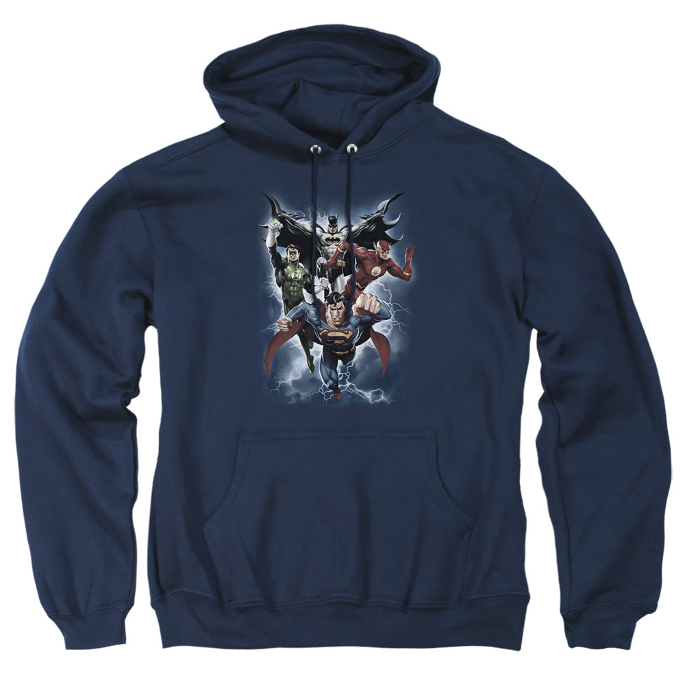 Justice League Of America The Coming Storm Mens Hoodie Navy Officially Licensed