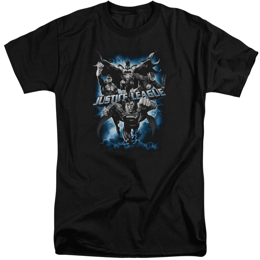 Justice League Of America Justice Storm Mens Tall T Shirt Black Officially Licensed