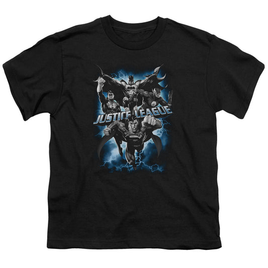 Justice League Justice Storm Kids Youth T Shirt Black Officially Licensed