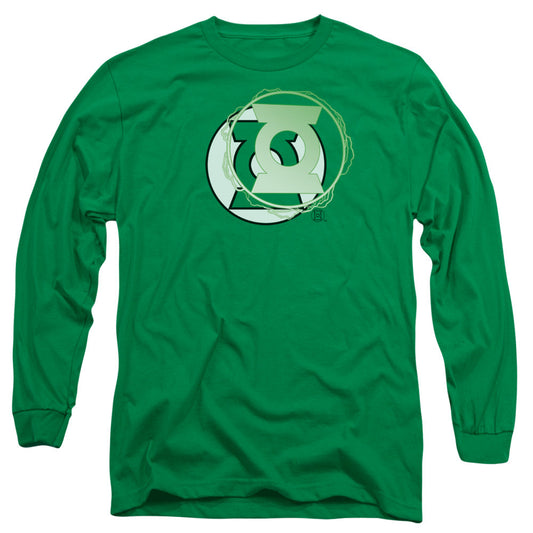 Justice League Gl Energy Logo Mens Long Sleeve Shirt Kelly Green Officially Licensed
