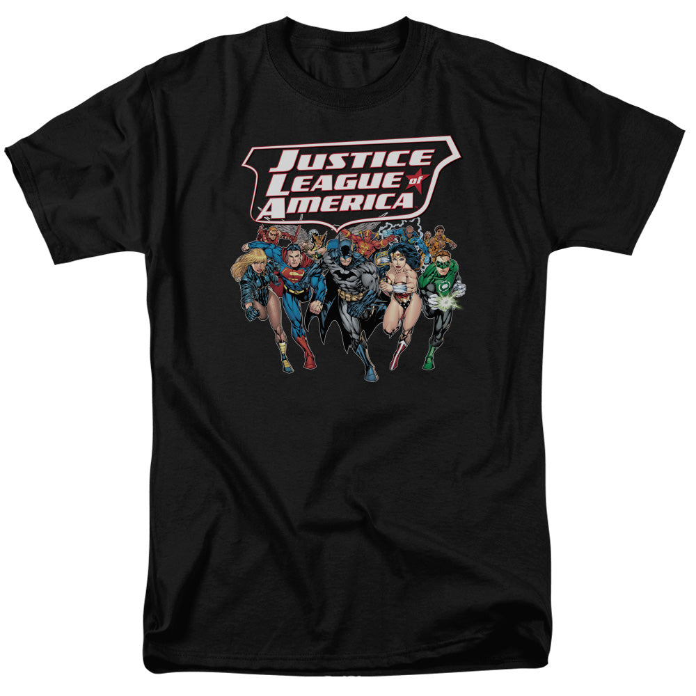 Justice League Of America Charging Justice Mens T Shirt Black Officially Licensed