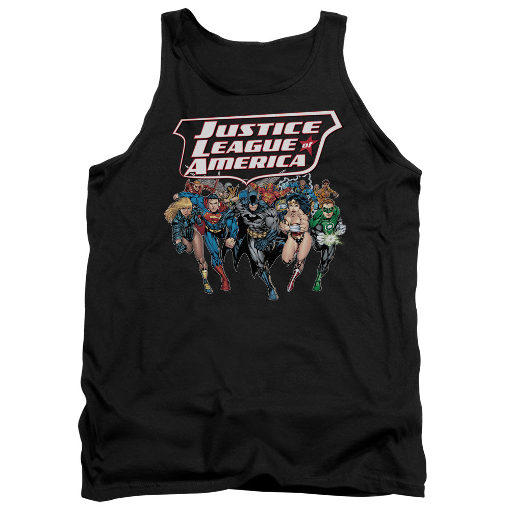Justice League Charging Justice Mens Tank Top Shirt Black Officially Licensed