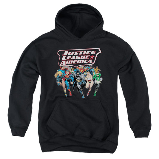 Justice League Charging Justice Kids Youth Hoodie Black Officially Licensed