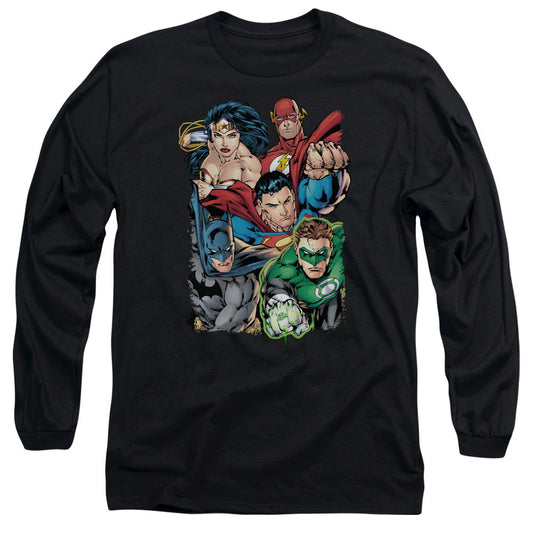 Justice League Break Free Mens Long Sleeve Shirt Black Officially Licensed