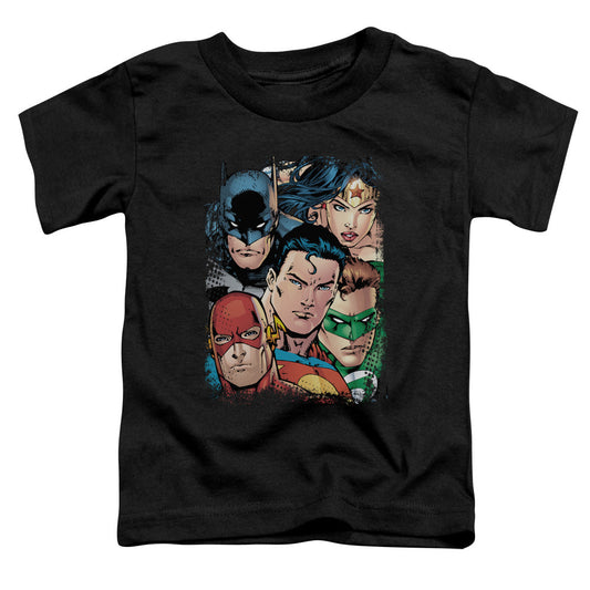 Justice League Up Close and Personal Toddler Kids Youth T Shirt Black Officially Licensed