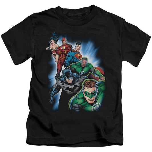 Justice League Heroes Unite Juvenile Kids Youth T Shirt Black Officially Licensed