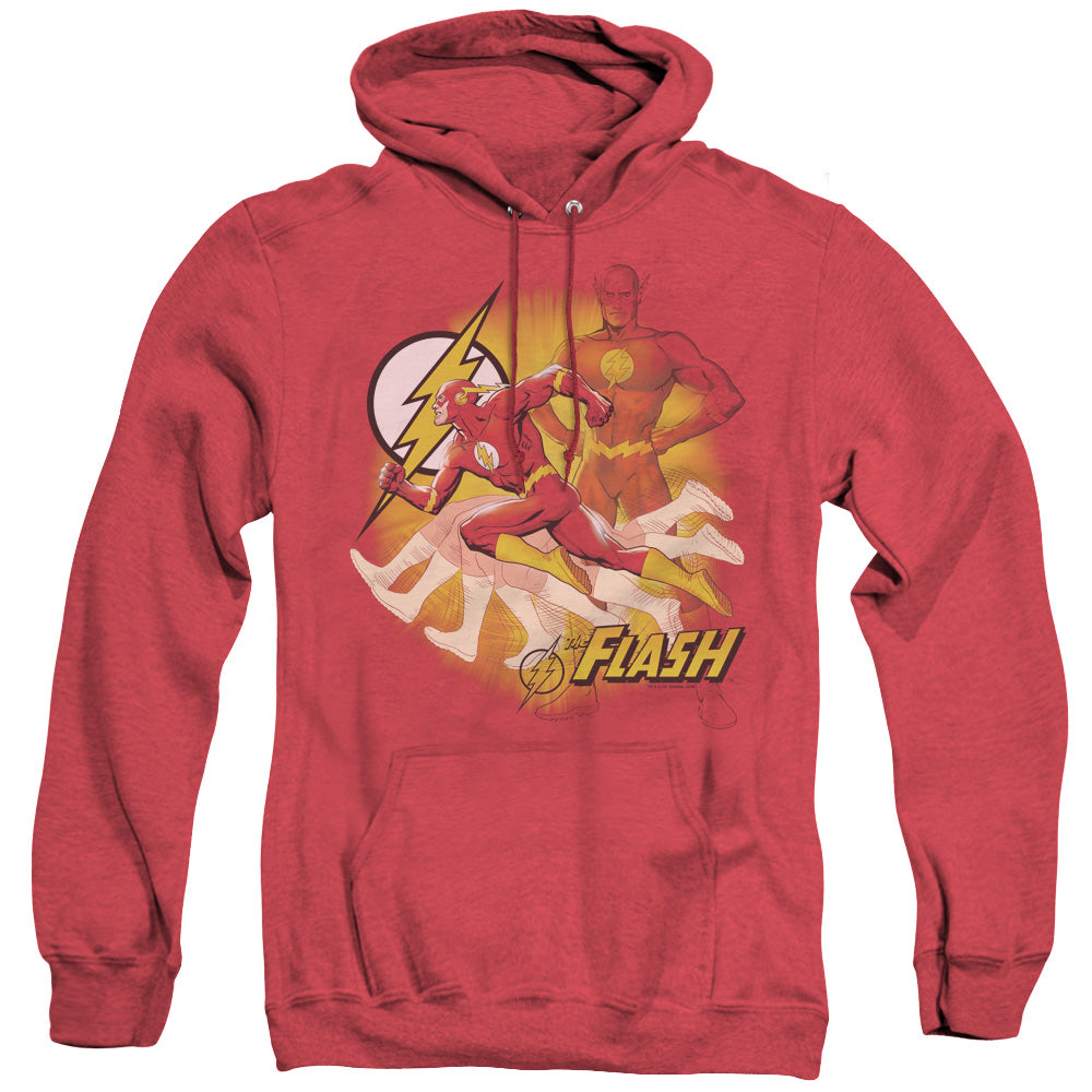 Justice League Of America Lightning Fast Mens Heather Hoodie Red Officially Licensed