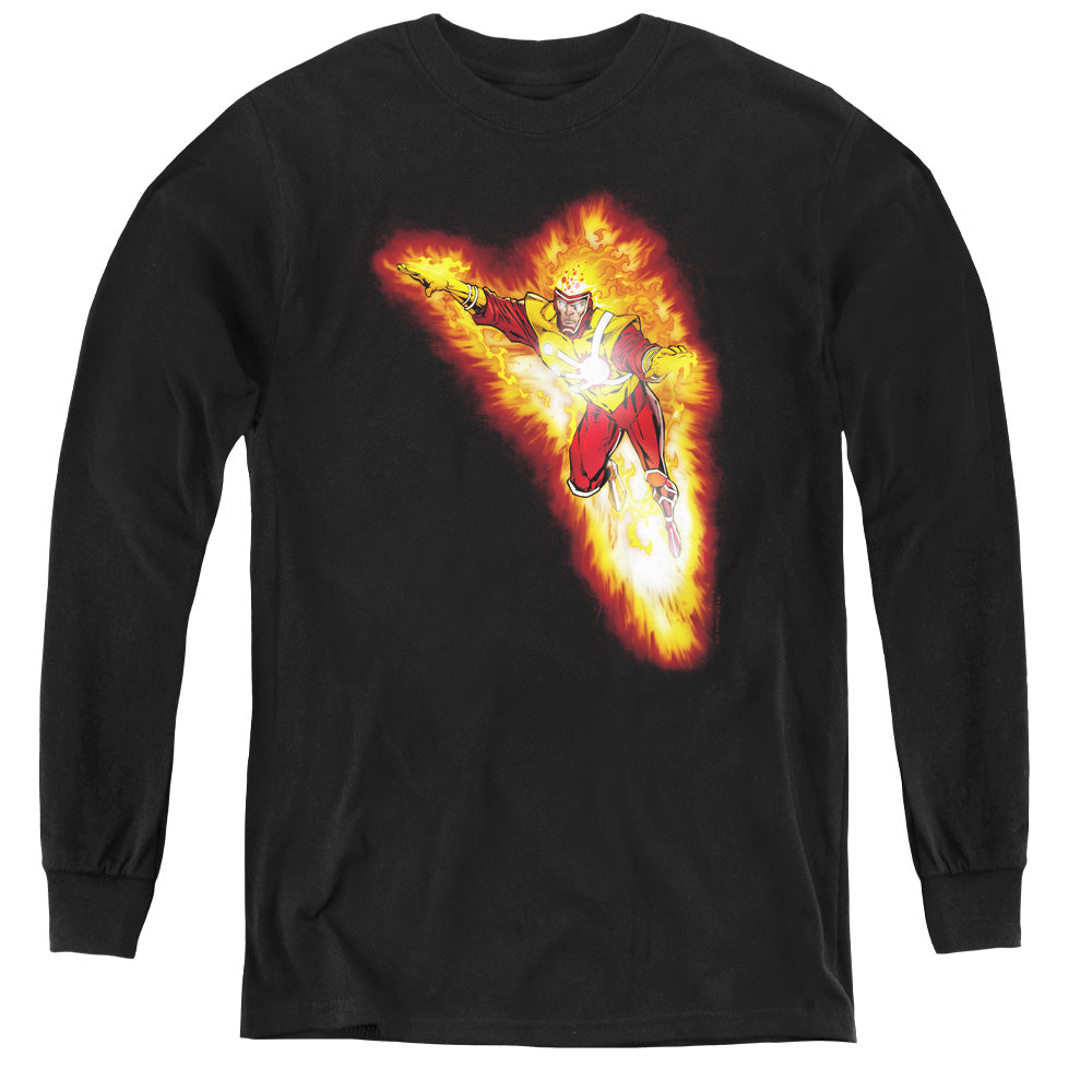 Justice League Firestorm Blaze Long Sleeve Kids Youth T Shirt Black Officially Licensed