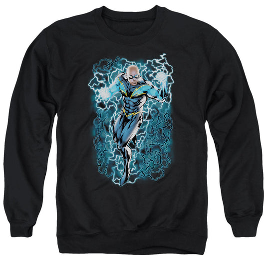 Justice League Black Lightning Bolts Mens Crewneck Sweatshirt Black Officially Licensed