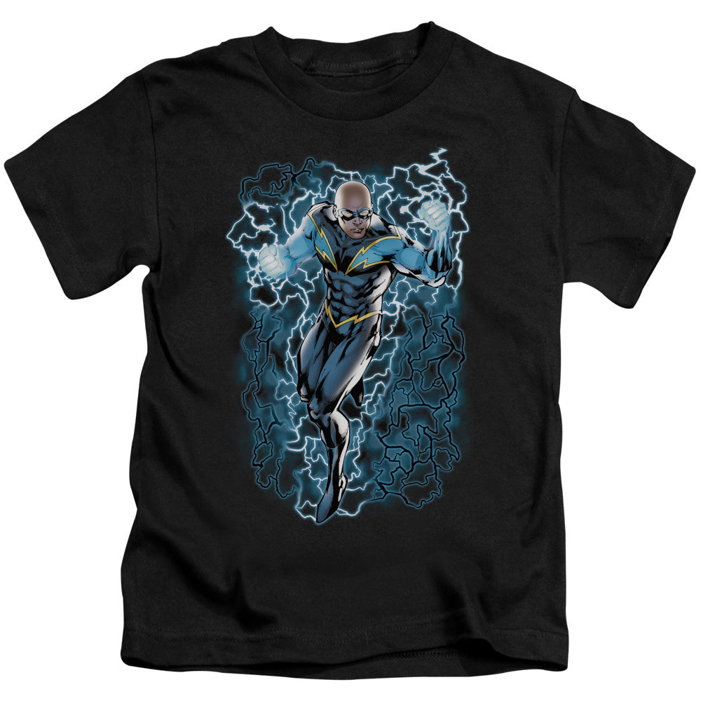 Justice League Black Lightning Bolts Juvenile Kids Youth T Shirt Black Officially Licensed