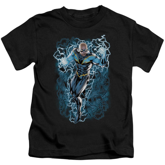 Justice League Black Lightning Bolts Juvenile Kids Youth T Shirt Black Officially Licensed