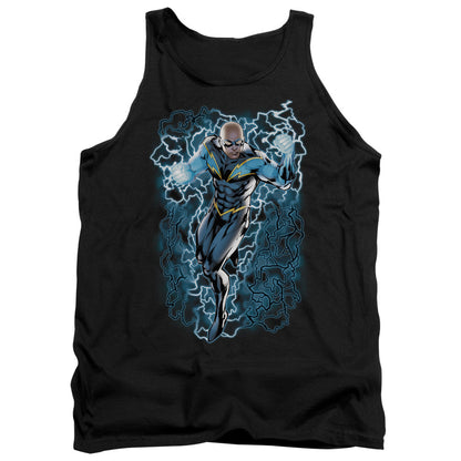 Justice League Black Lightning Bolts Mens Tank Top Shirt Black Officially Licensed