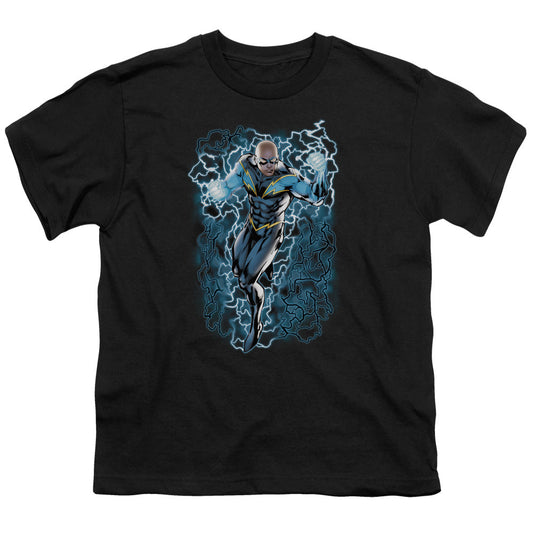 Justice League Black Lightning Bolts Kids Youth T Shirt Black Officially Licensed