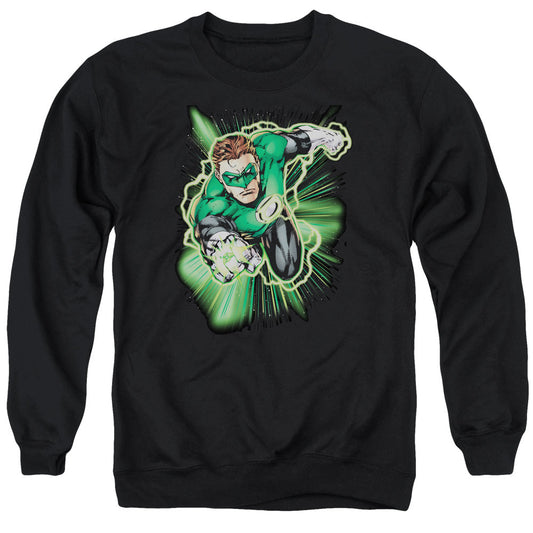 Justice League Of America Green Lantern Energy Mens Crewneck Sweatshirt Black Officially Licensed