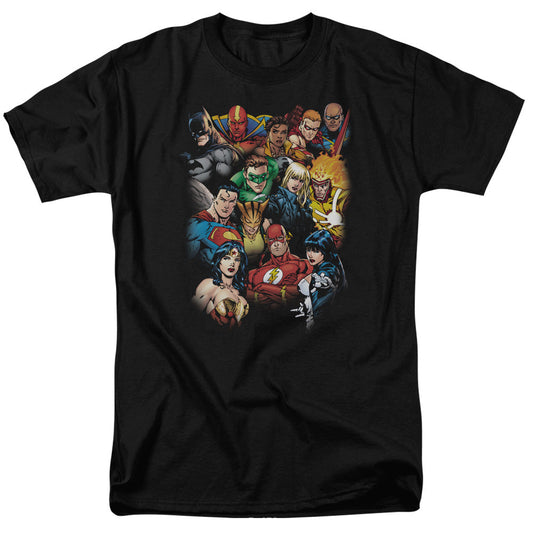 Justice League the Leagues All Here Mens T Shirt Black Officially Licensed