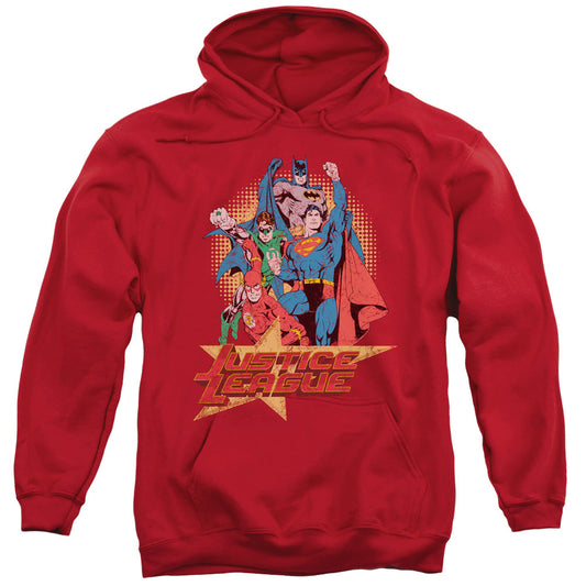 Justice League Raise Your Fist Mens Hoodie Red Officially Licensed
