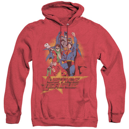 Justice League Of America Raise Your Fist Mens Heather Hoodie Red Officially Licensed
