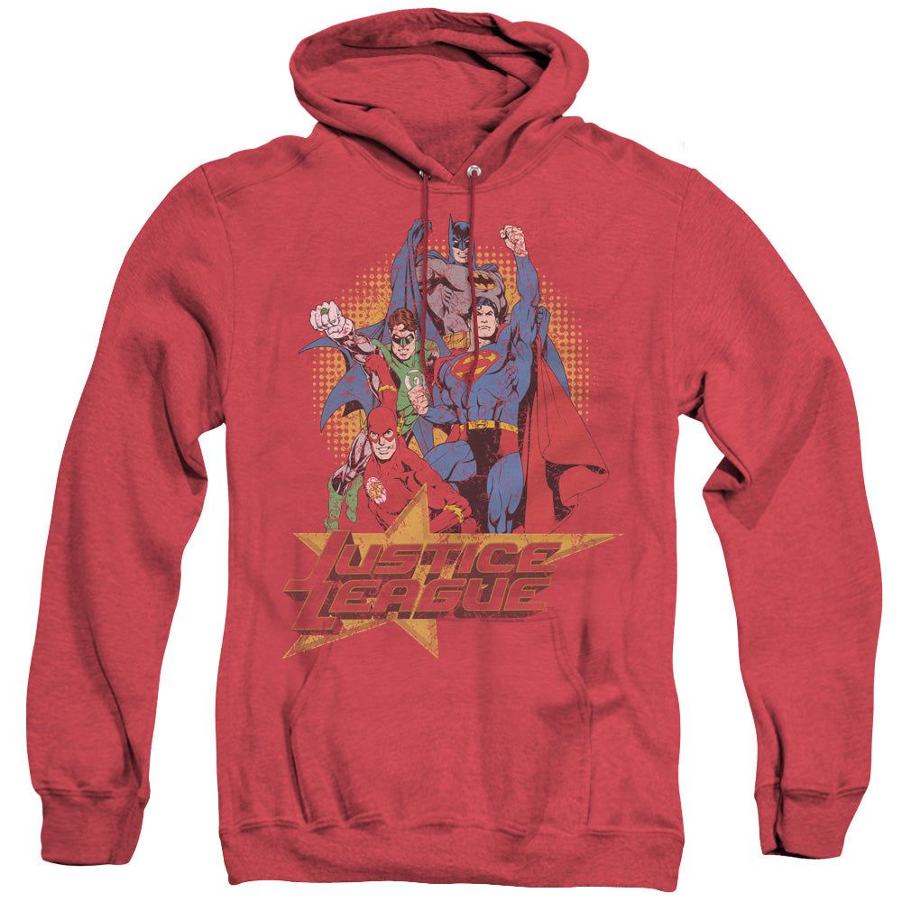 Justice League Of America Raise Your Fist Mens Heather Hoodie Red Officially Licensed