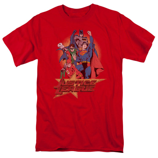 Justice League Raise Your Fist Mens T Shirt Red Officially Licensed