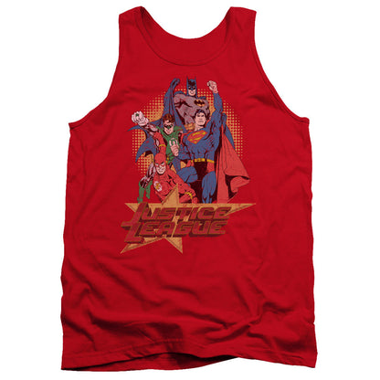 Justice League Raise Your Fist Mens Tank Top Shirt Red Officially Licensed