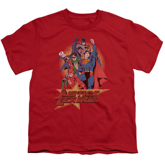 Justice League Raise Your Fist Kids Youth T Shirt Red Officially Licensed