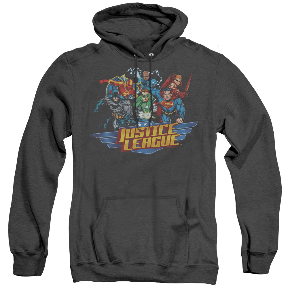 Justice League Ready to Fight Heather Mens Hoodie Black Officially Licensed