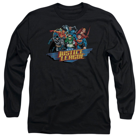 Justice League Ready to Fight Mens Long Sleeve Shirt Black Officially Licensed