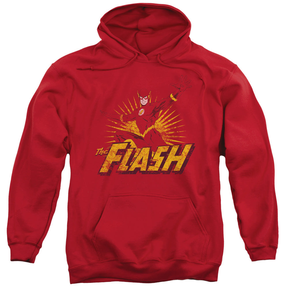 Justice League Flash Rough Distress Mens Hoodie Red Officially Licensed