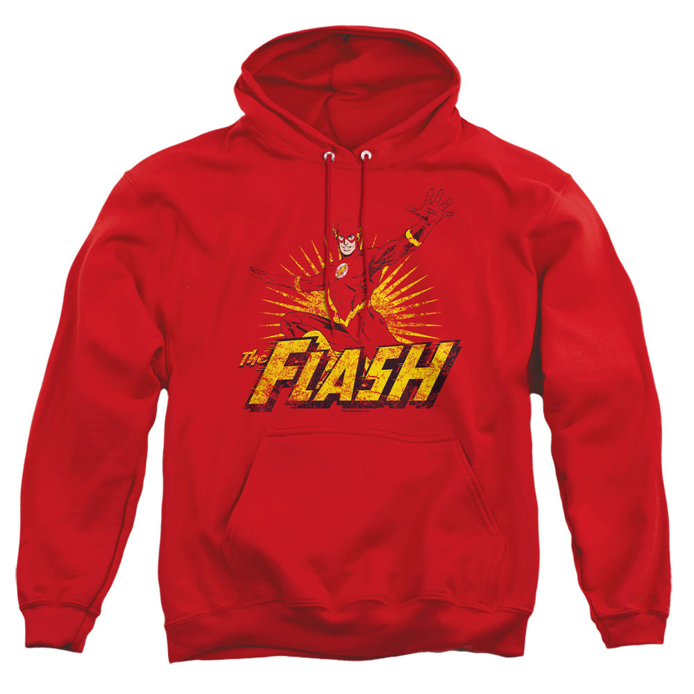 Justice League Of America Flash Rough Distress Mens Hoodie Red Officially Licensed