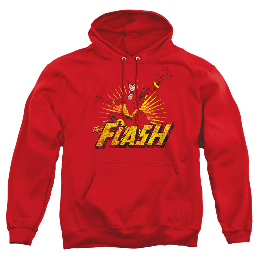 Justice League Of America Flash Rough Distress Mens Hoodie Red Officially Licensed