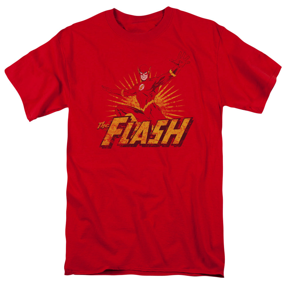 Justice League Of America Flash Rough Distress Mens T Shirt Red Officially Licensed