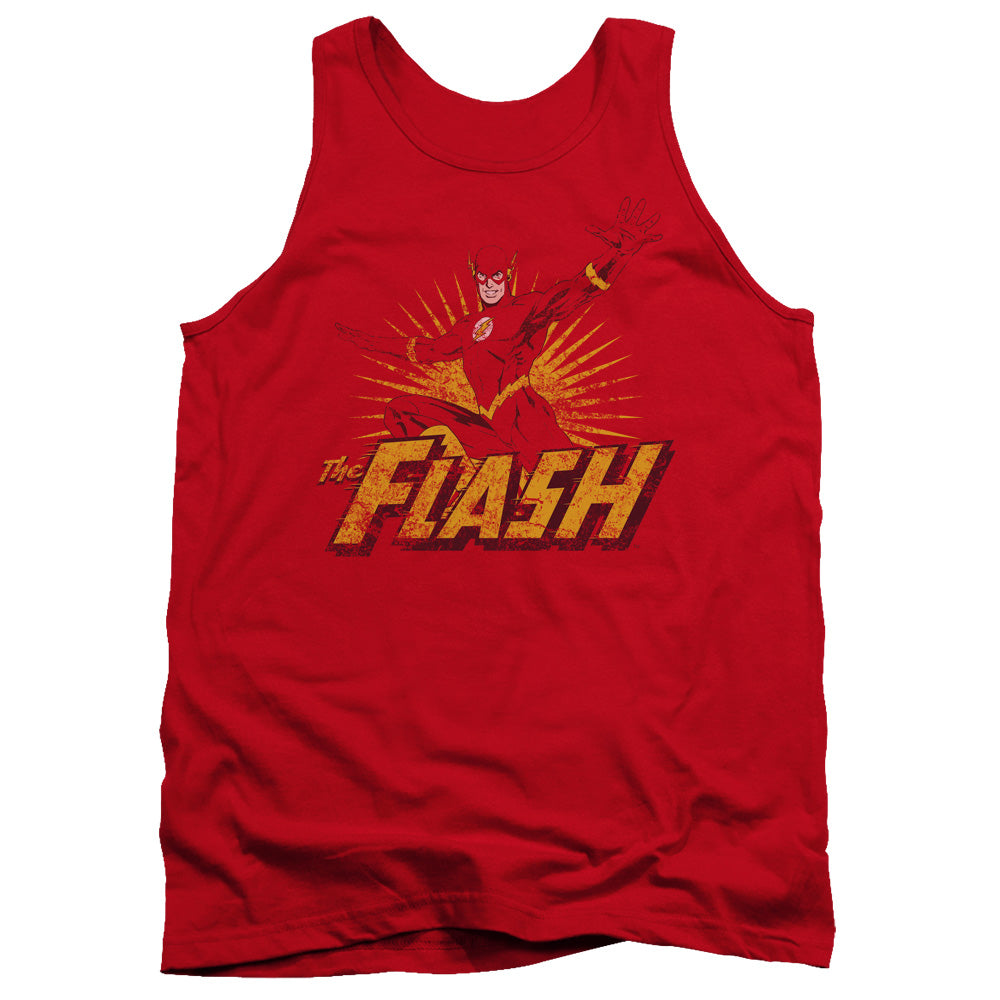 Justice League Flash Rough Distress Mens Tank Top Shirt Red Officially Licensed