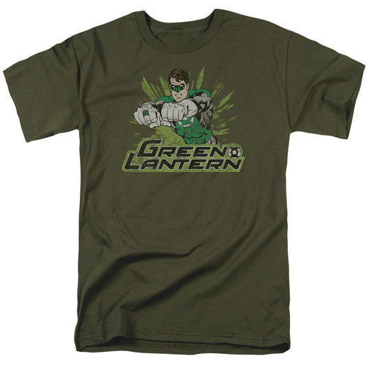 Justice League Of America Gl Rough Distress Mens T Shirt Military Green Officially Licensed