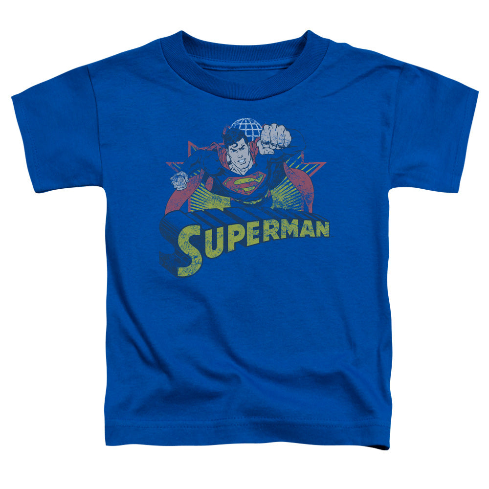 Justice League Superman Rough Distress Toddler Kids Youth T Shirt Royal Blue Officially Licensed