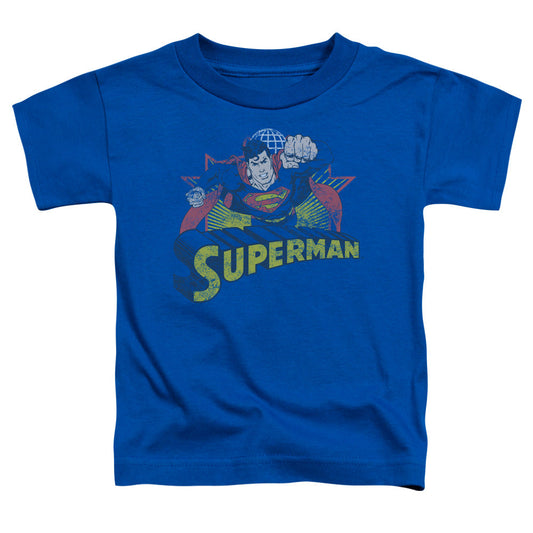 Justice League Superman Rough Distress Toddler Kids Youth T Shirt Royal Blue Officially Licensed