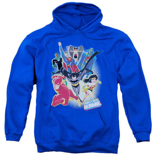 Justice League Unlimited Mens Hoodie Royal Blue Officially Licensed