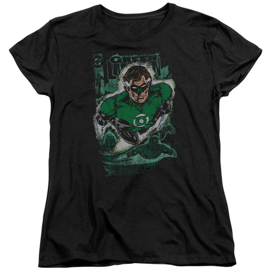 Justice League Green Lantern #1 Distress Womens T Shirt Black Officially Licensed